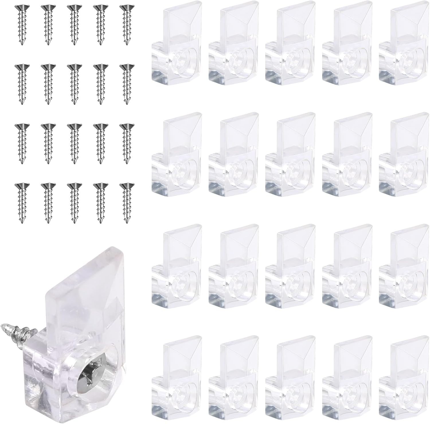 Practical 20 Pcs Transparent Mirror Clips – Essential Wall Mounting Hardware Kit