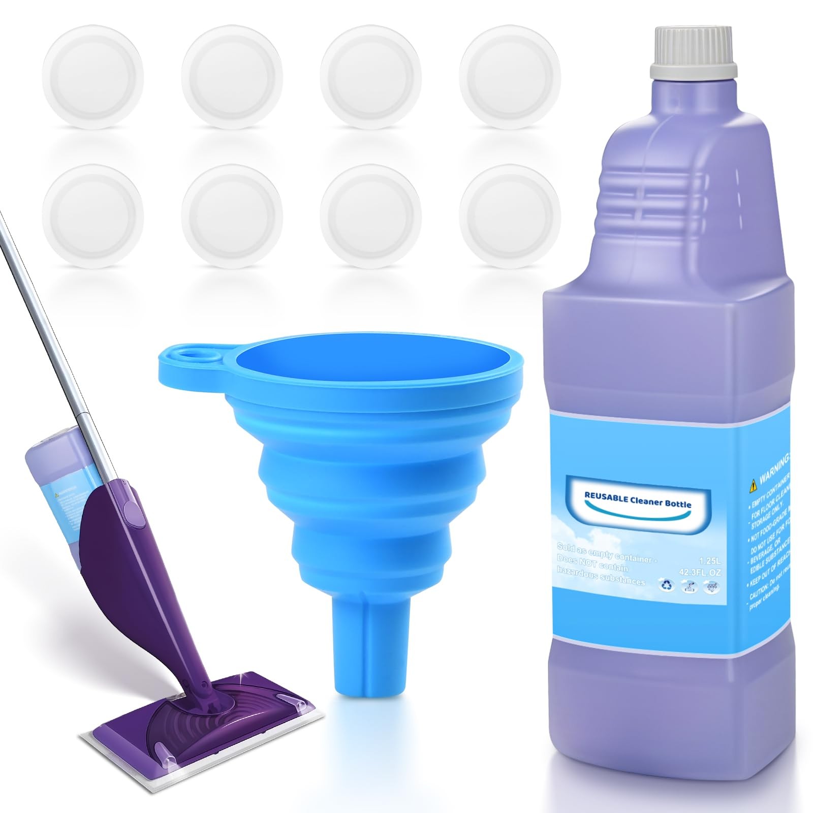Upgraded Refillable Bottle for Swiffer Wet Jet Mop – 1250ml /42.3 FL OZ, Leak…