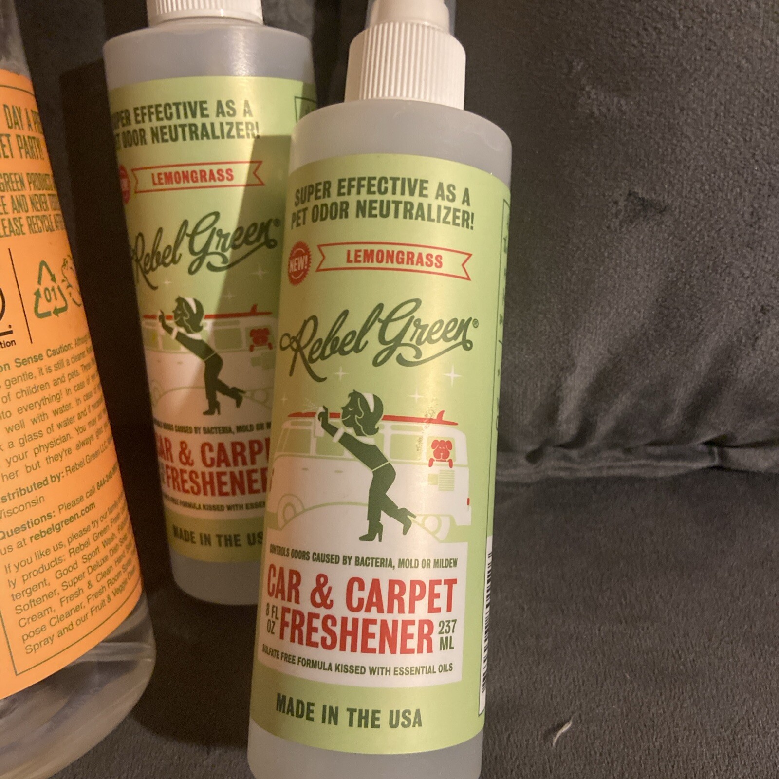 Lot Of 6 Rebel Green -All Purpose ,Tub&Tile,Car&carpet Sprays . New! 8,16,32 Oz