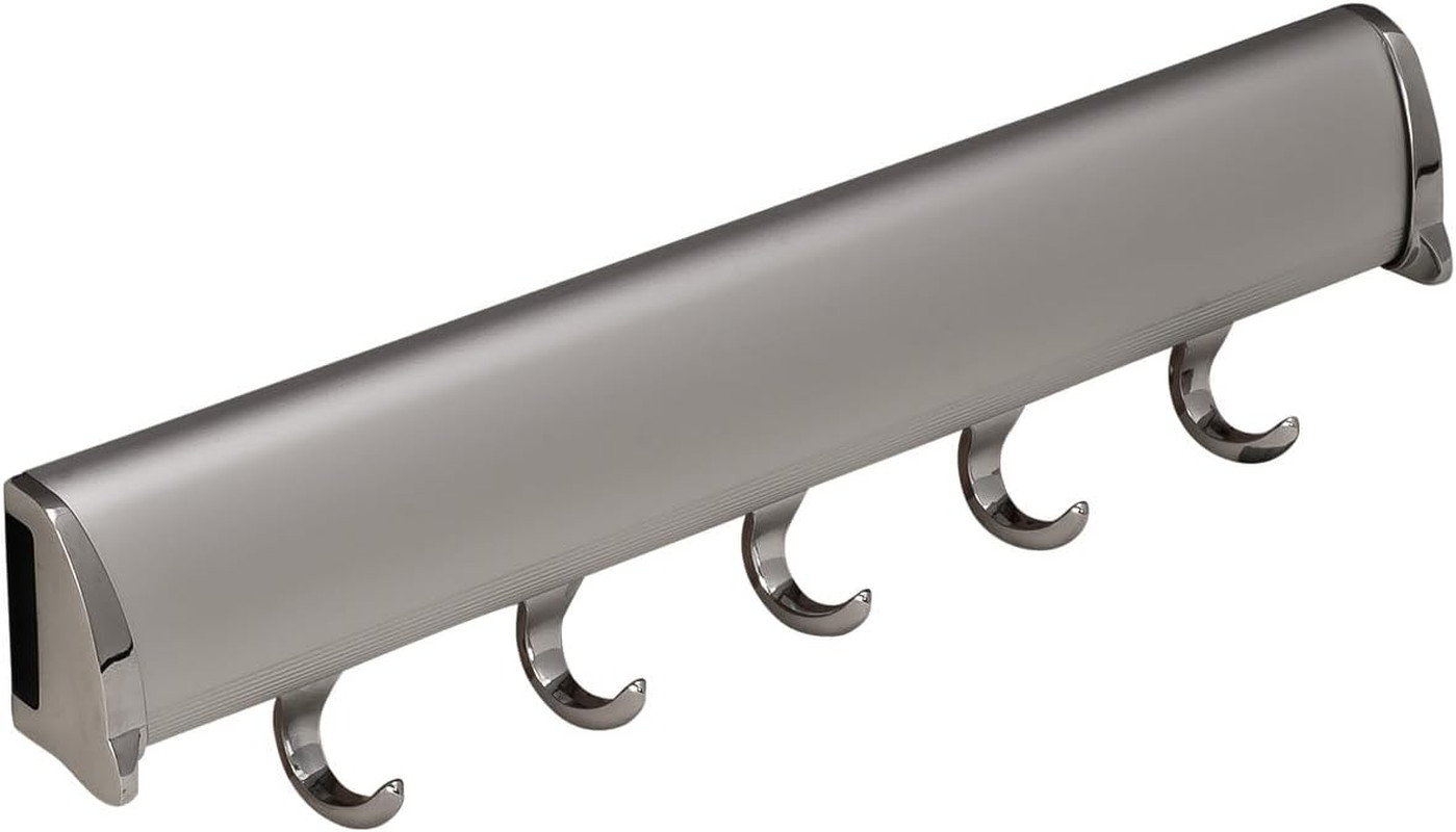 Matte Aluminum/Chrome 5-Hook Expandable Valet Belt & Tie Rack, 11.75″ Closet Rod