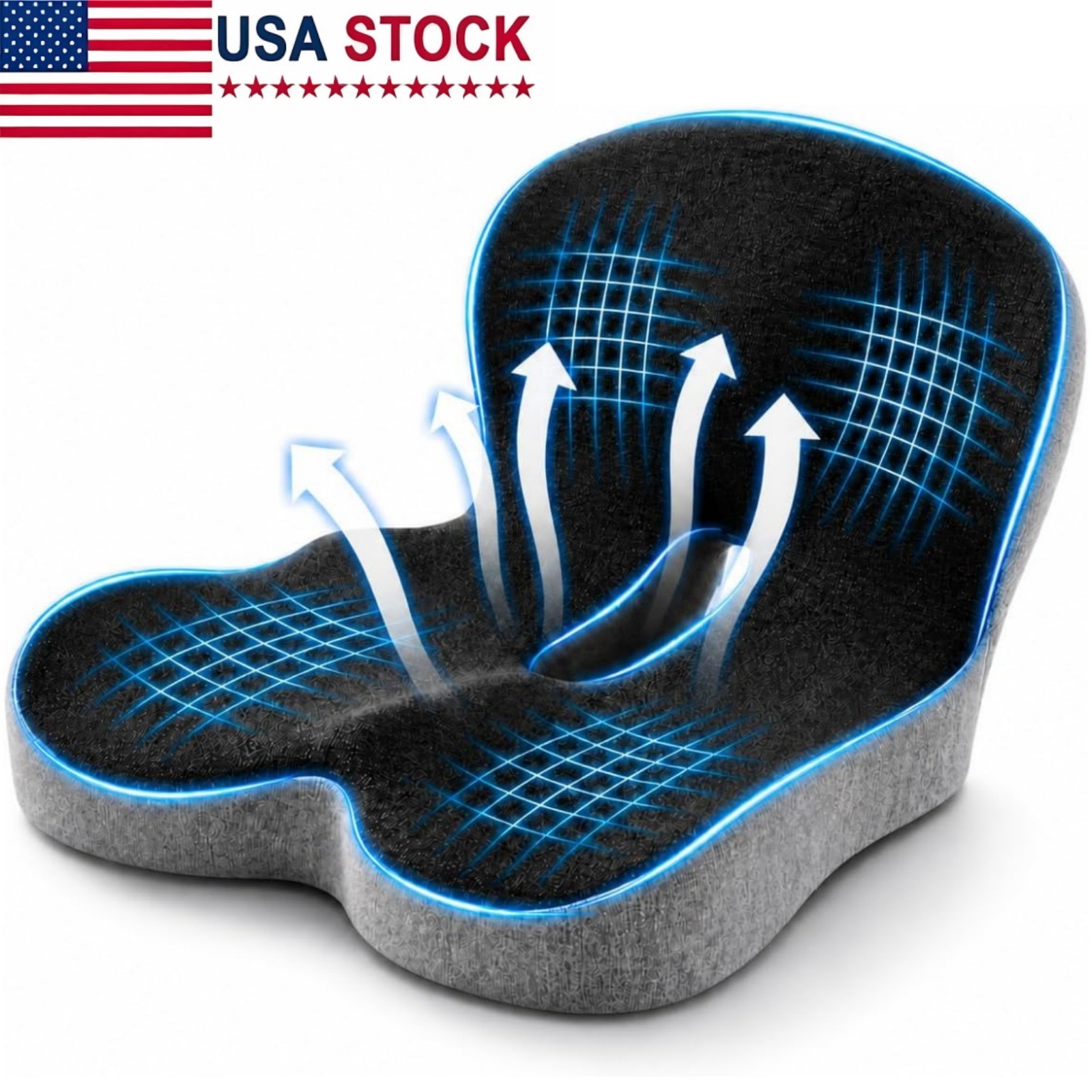 Memory Foam Seat Cushion w/Lumbar Support Pillow for Back & Sciatica Pain Relief