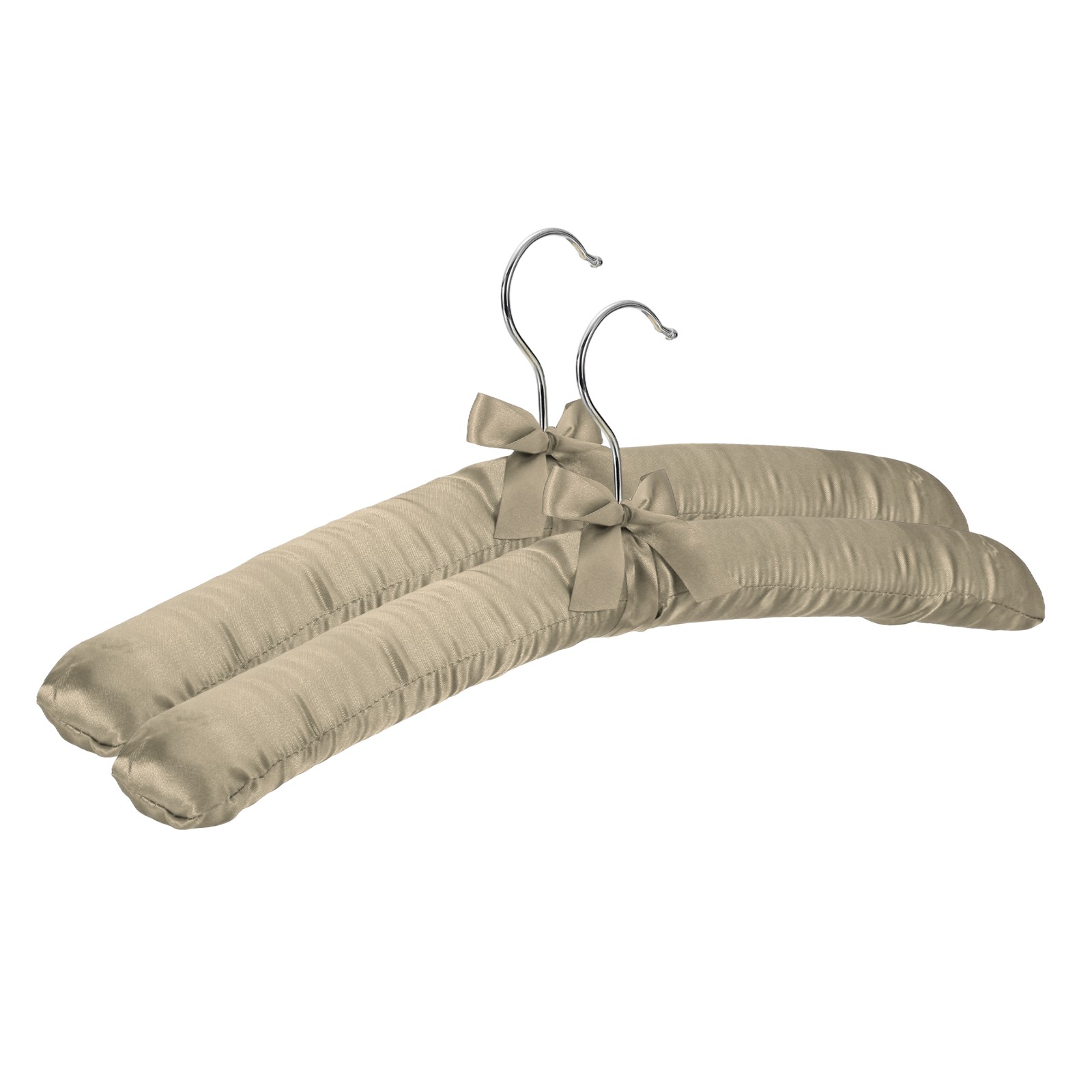 2Pcs Satin Padded Hangers 15 Inch Blouse Hangers for Women Light Tan