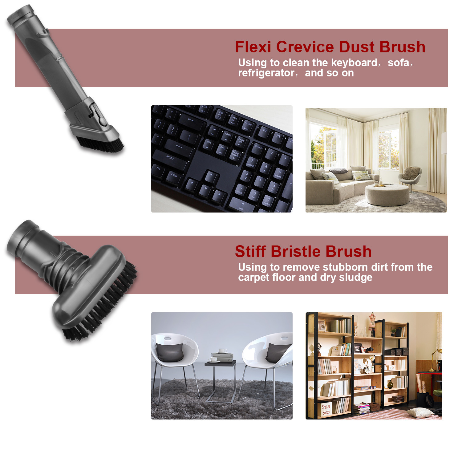 Brush Attachments Kit for Dyson V6 Accessories Fit with DC16 DC24 DC34 DC35 DC59