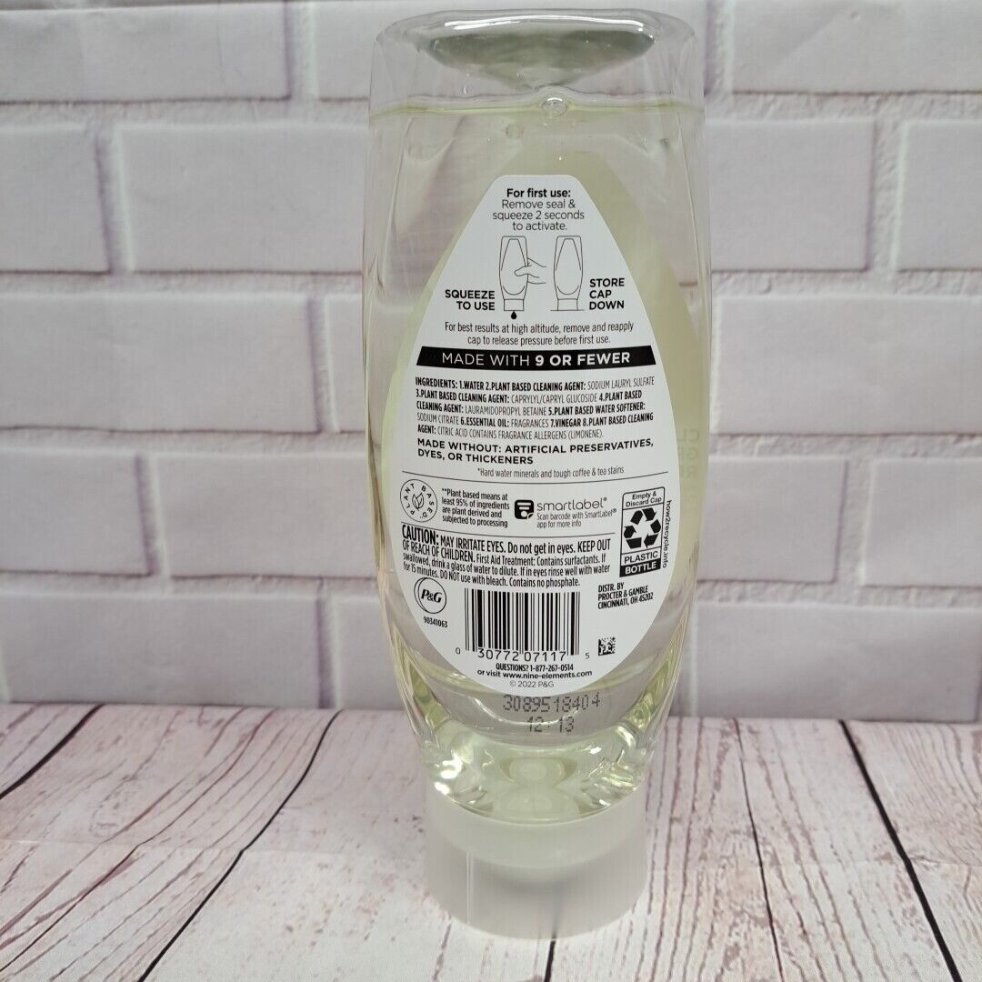 9 Elements Eucalyptus Scent Liquid Dish Soap 15 Fl Oz Grease Residue Cleaner