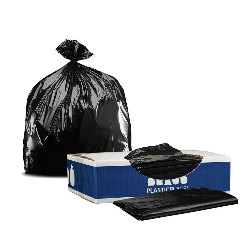 Plasticplace 7-10 Gallon Trash Bags – Black, case of 500 bags