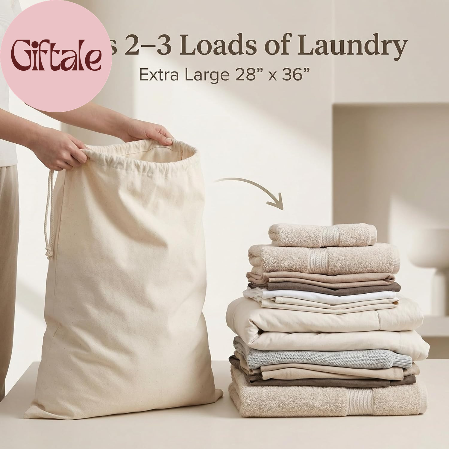 Laundry Bags 4-Pack 28”X36″ Extra-Large Cotton Canvas Heavy Duty Washable Durabl