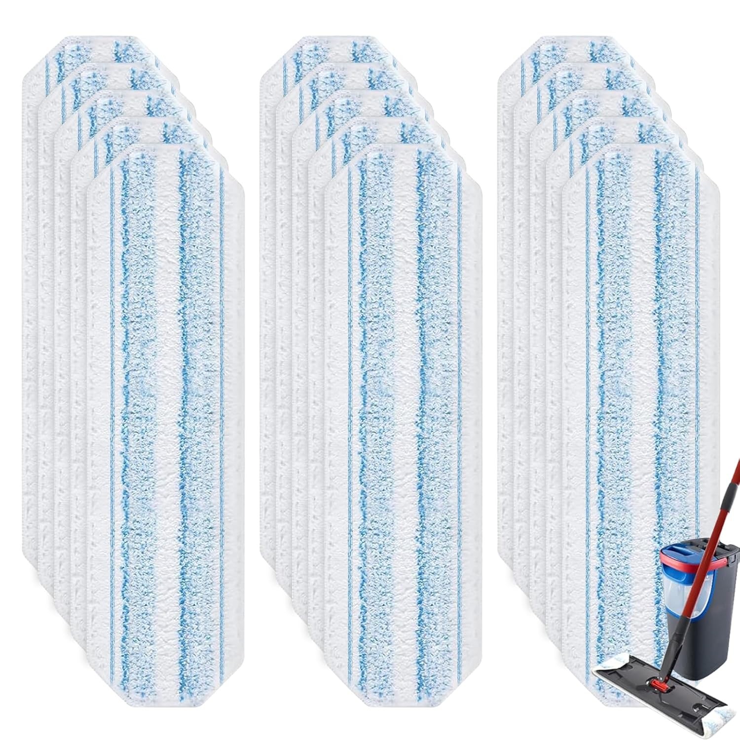 O-Cedar H2prO Flat Mop System Washable Reusable Microfiber Mop Pads 15 Pack