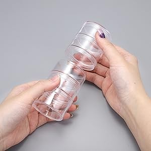 4 Set Stackable Cosmetic Containers with Screw Lids Plastic Sample Jars 30ml