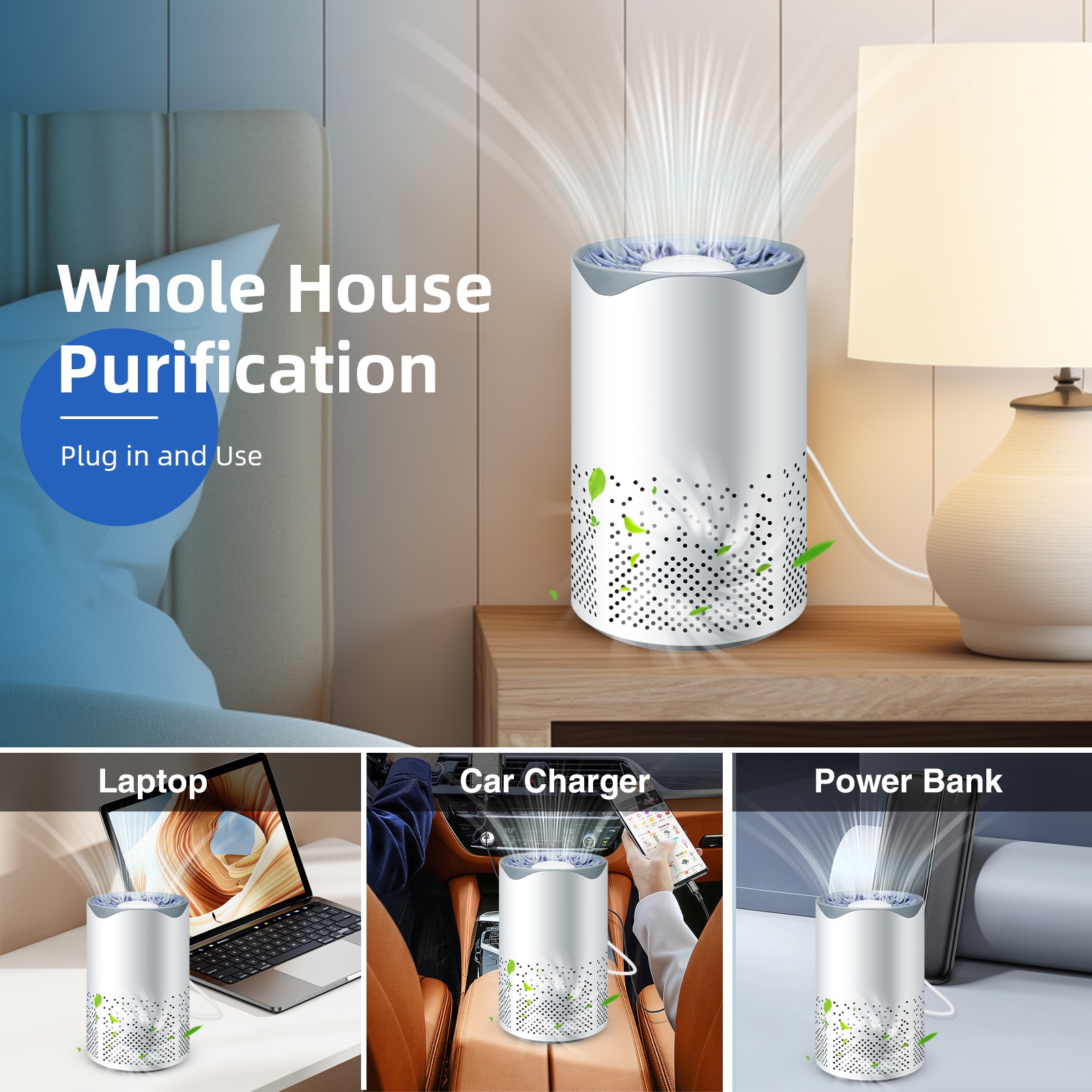 Select 1: Plug-In Home Air Purifier Basic or HEPA & Activated Carbon Filter
