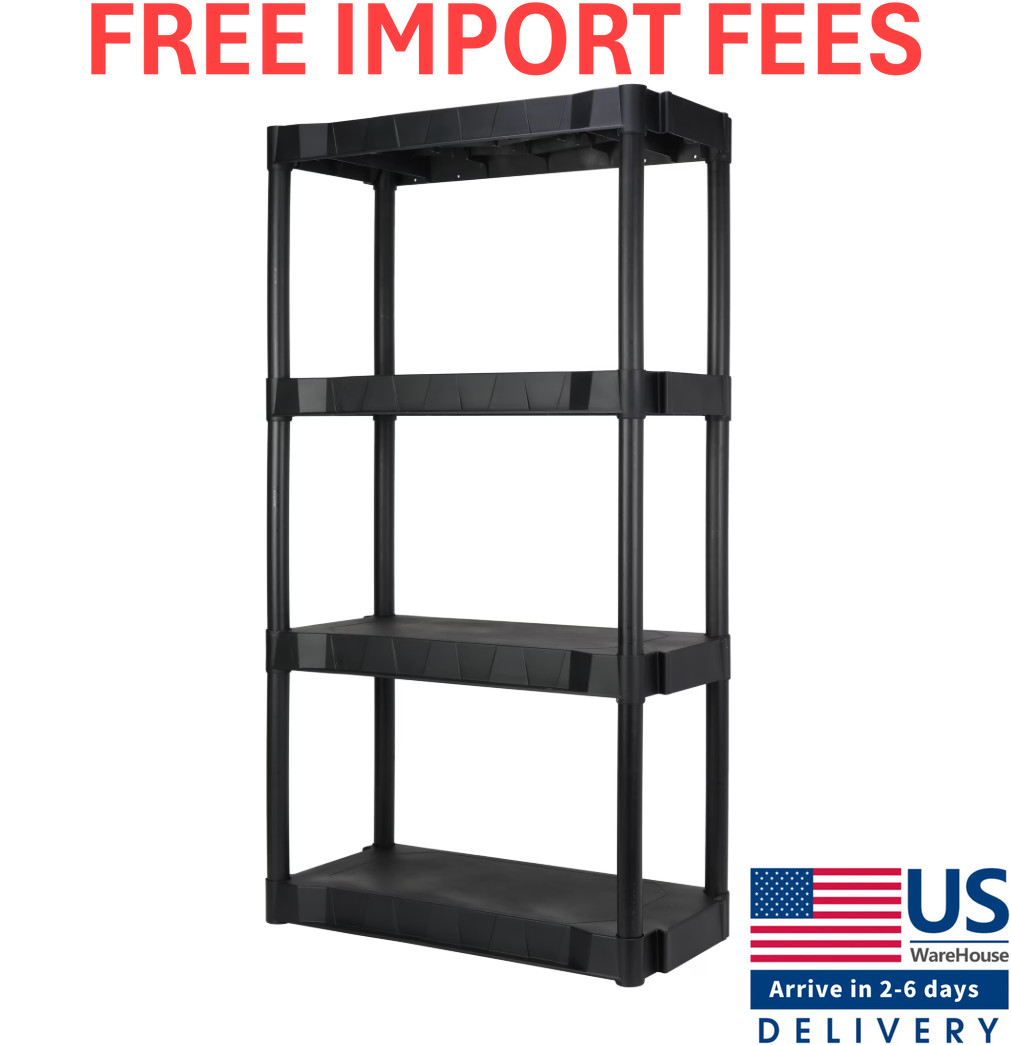 Hyper Tough 4 Shelf Plastic Shelving Unit 13.88″ (D) x 30″ (W) x 56.2″ (H) Black