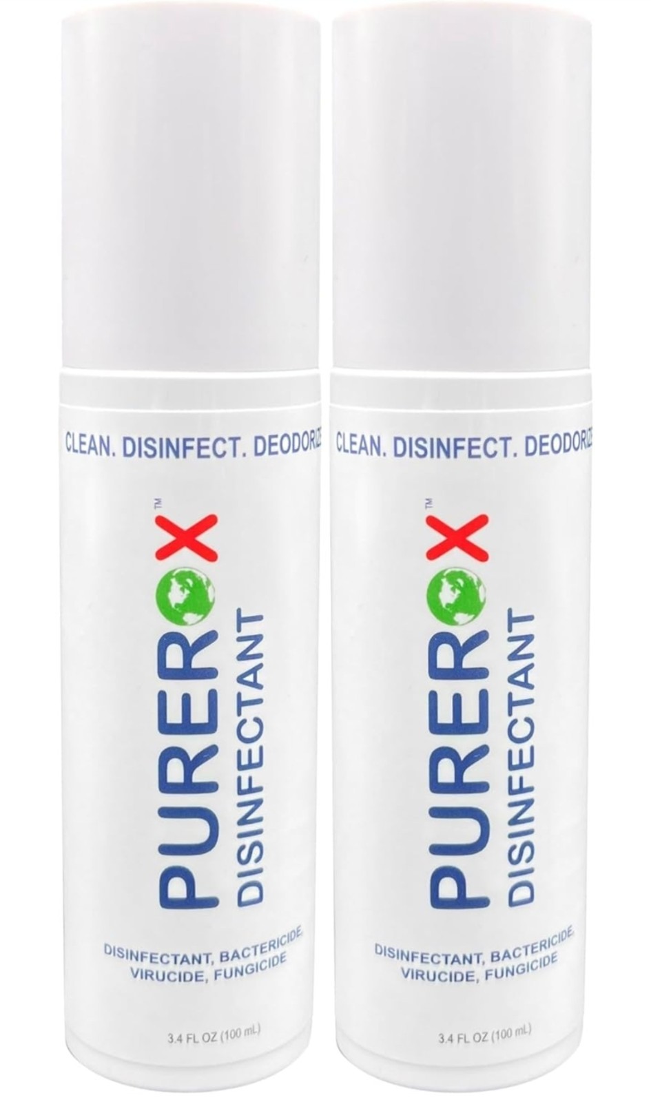 Purerox Disinfectant Spray- TSA Approved Travel Size- 3.4floz Bottles- PACK OF 2