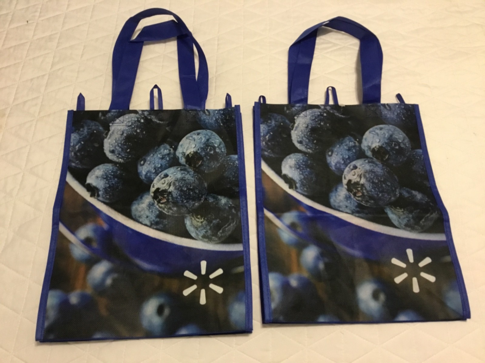 2 WALMART REUSABLE SHOPPING TOTE Blueberries/Grapes