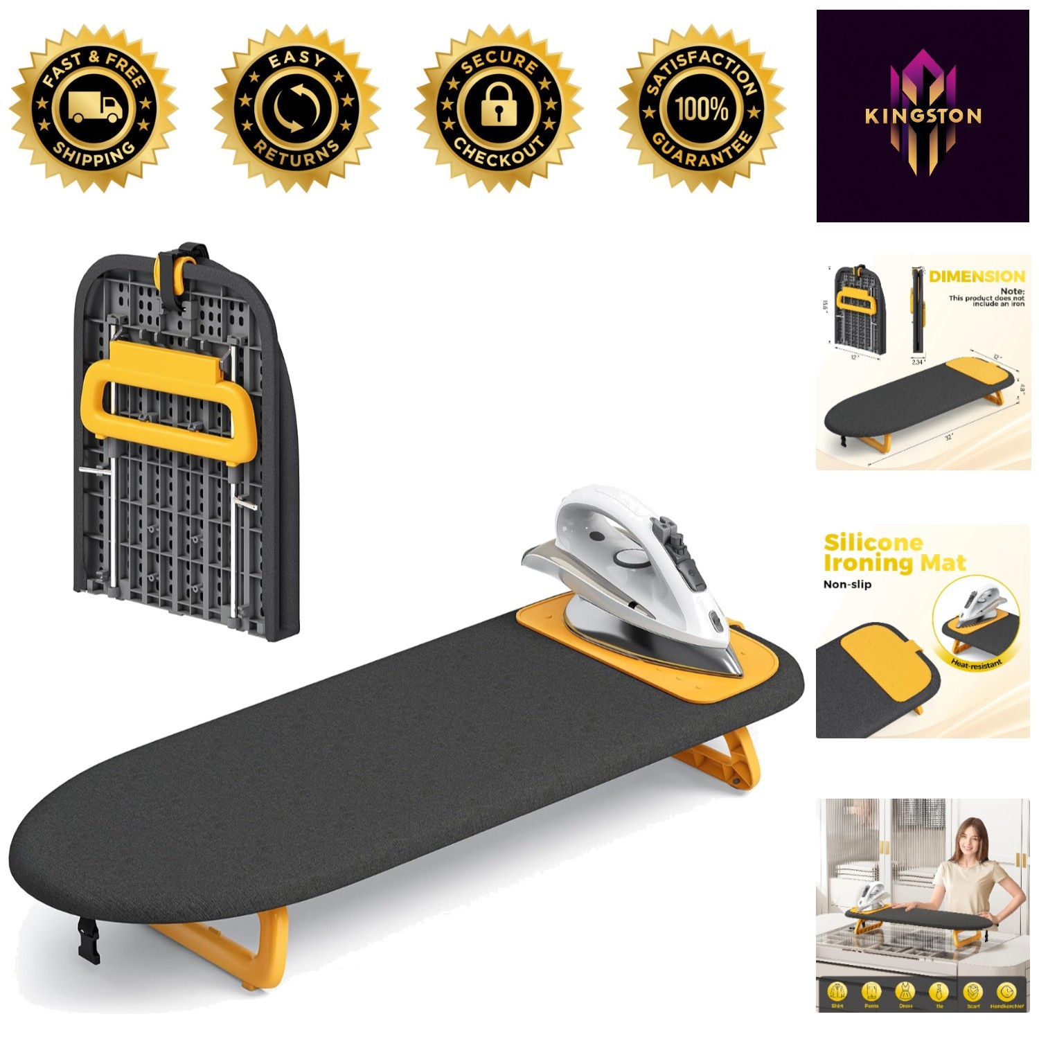 Compact & Foldable Ironing Board with Heat-Resistant Mat – Space-Saving Solution