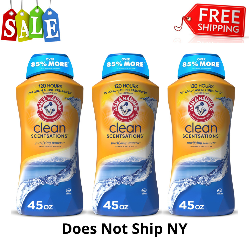 3PK ARM & HAMMER Clean Scentsations In-Wash Scent Booster Purifying Waters, 45oz
