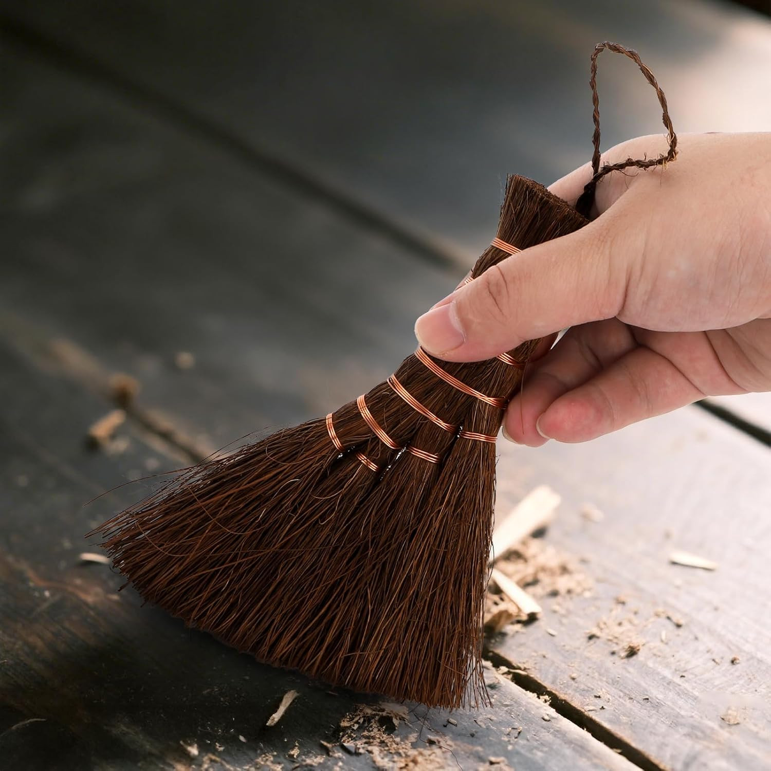 3 Pack Bonsai Broom Brush, Natural Straw Broom with Embroidery Nylon