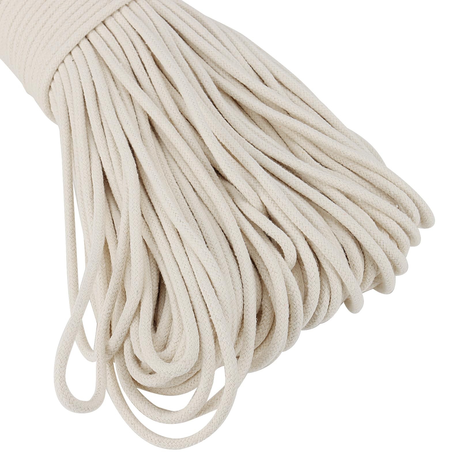 5/32 Inch White Natural Cotton Clothesline Rope, 4mm x 328 Feet Cotton Sash C…
