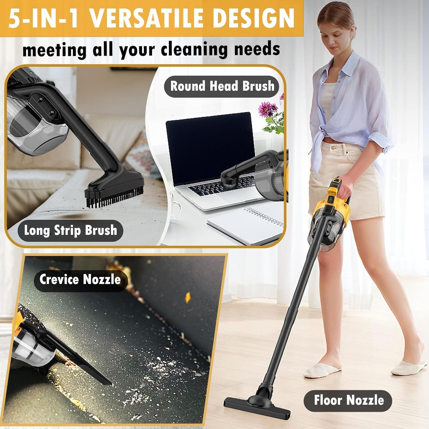 20V Cordless 5-in-1 Handheld Vacuum Cleaner – Powerful & Portable Cleaning Tool