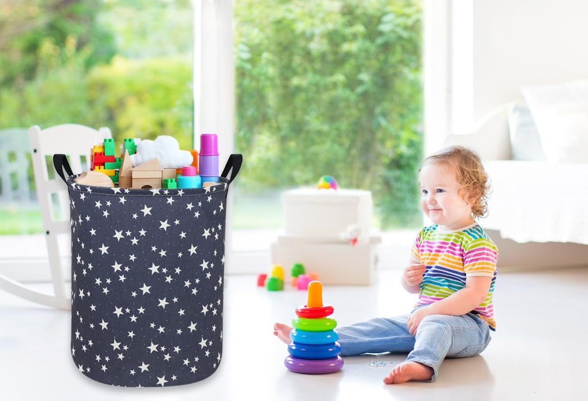 Blue Star Laundry Hamper, Kids, Collapsible Basket, Storage, Toy Organizer