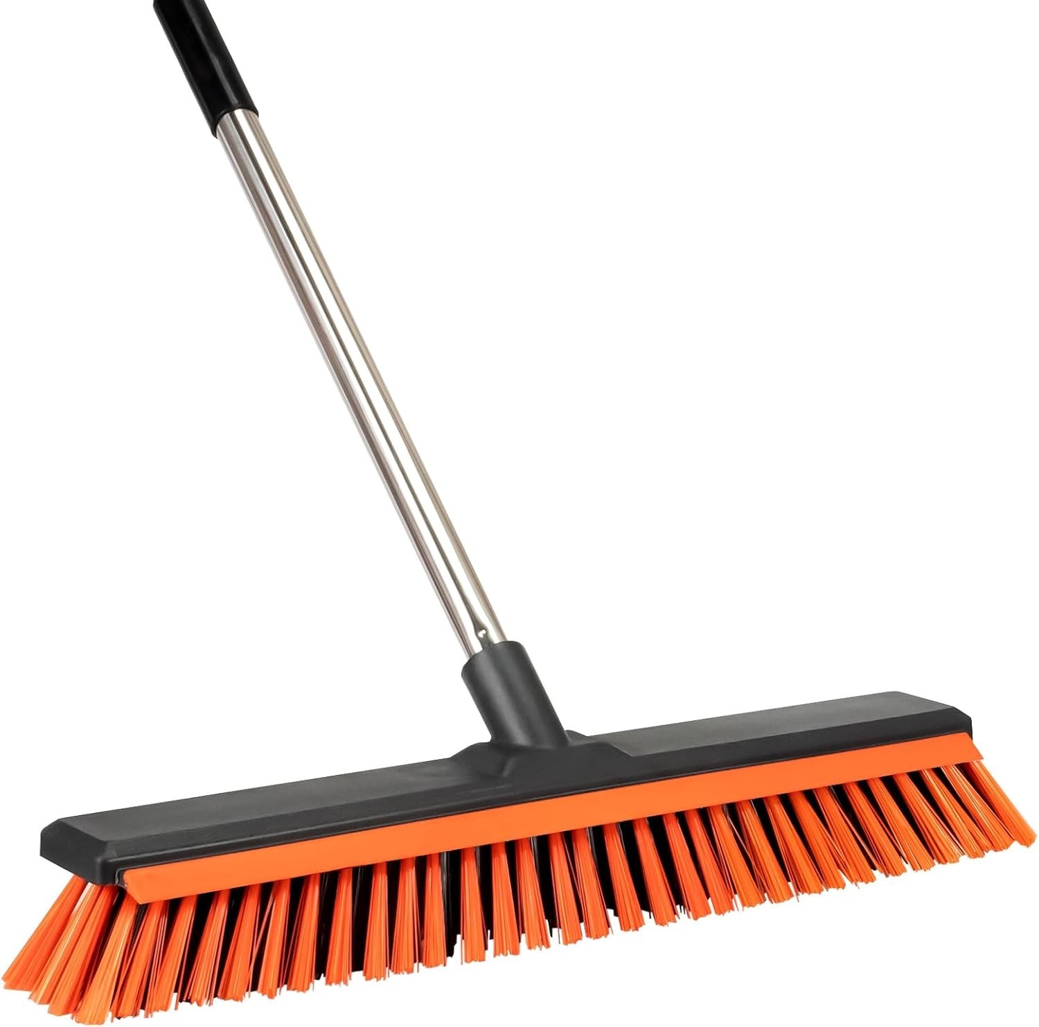 18″ Push Broom Outdoor with Squeegee,Heavy Duty Broom Brush with Handle,Stiff