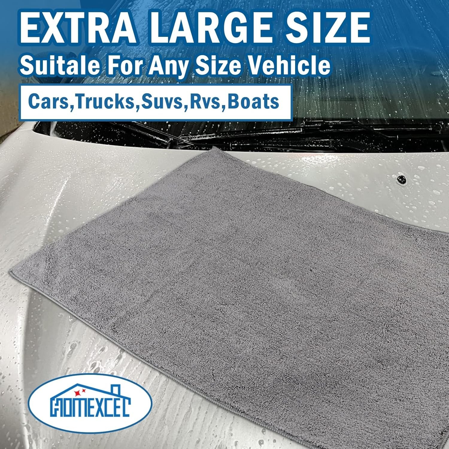 Professional Large Microfiber Car Drying Towels 2 Pack, Lint Free, Scratch Fr…