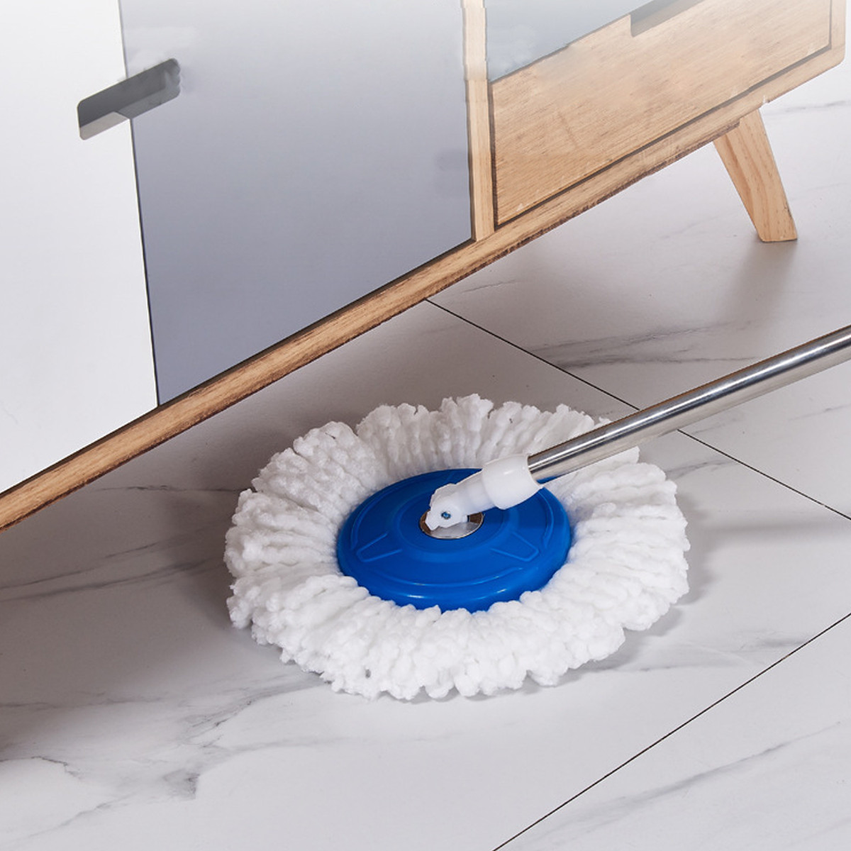 360° Spin Mop & Bucket Set w/ 3 Microfiber Heads, Stainless Steel Wringer