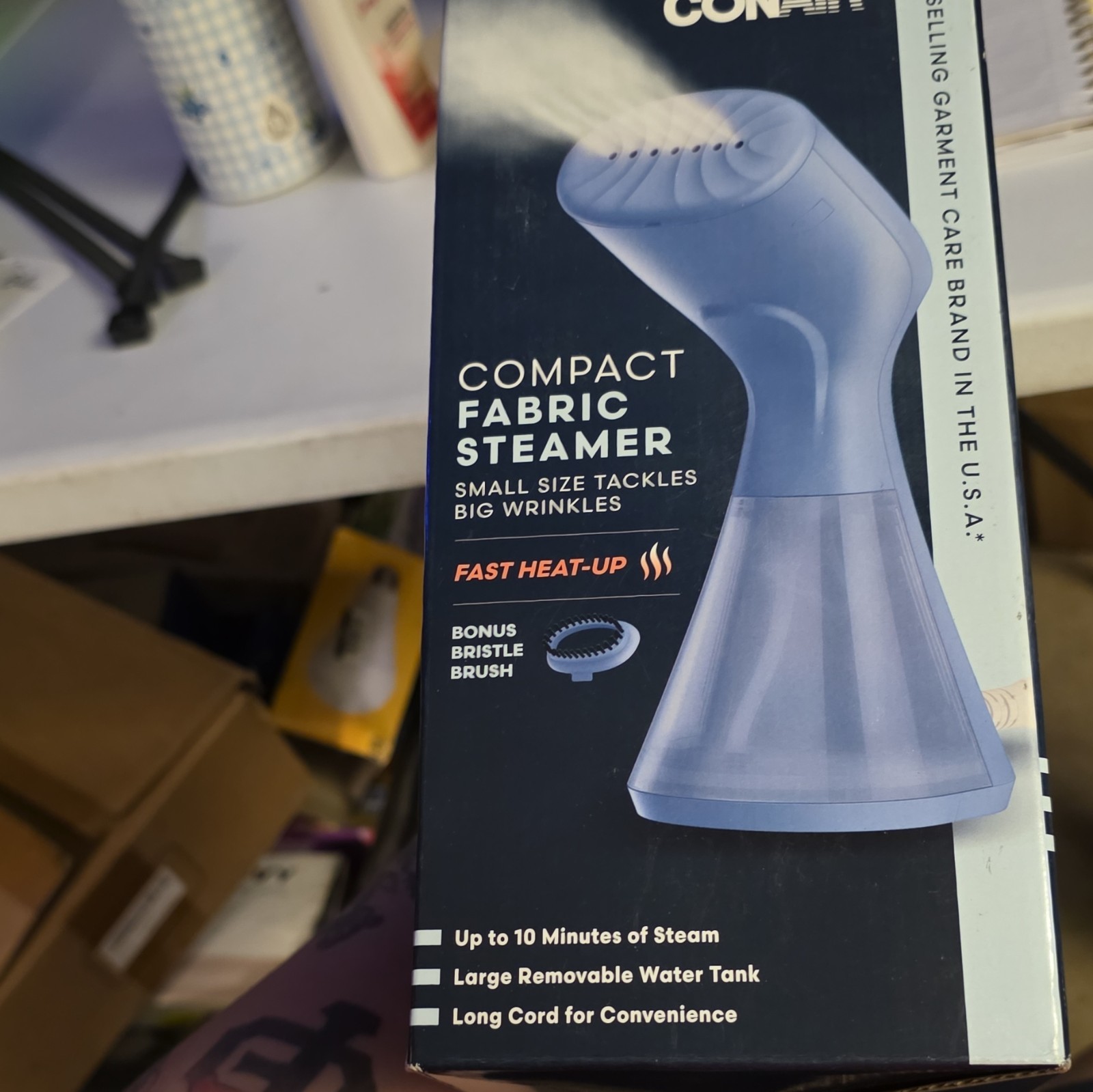 Conair Compact Fabric Handheld Steamer 30 Sec Heat, Brush, Blue Corded