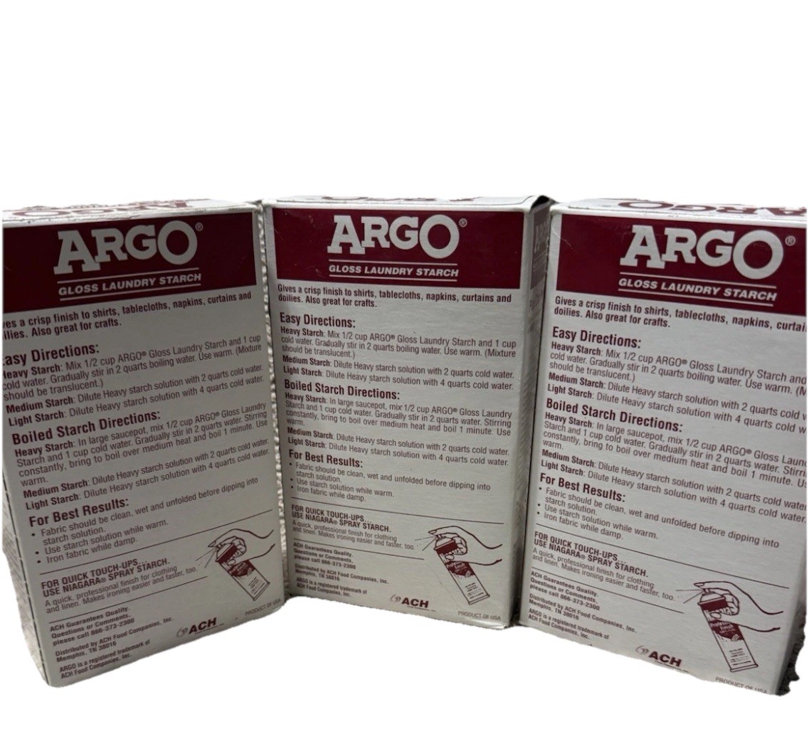 3 NEW ARGO Gloss Laundry Starch 16oz Exp. 2016/2017 OLD STOCK