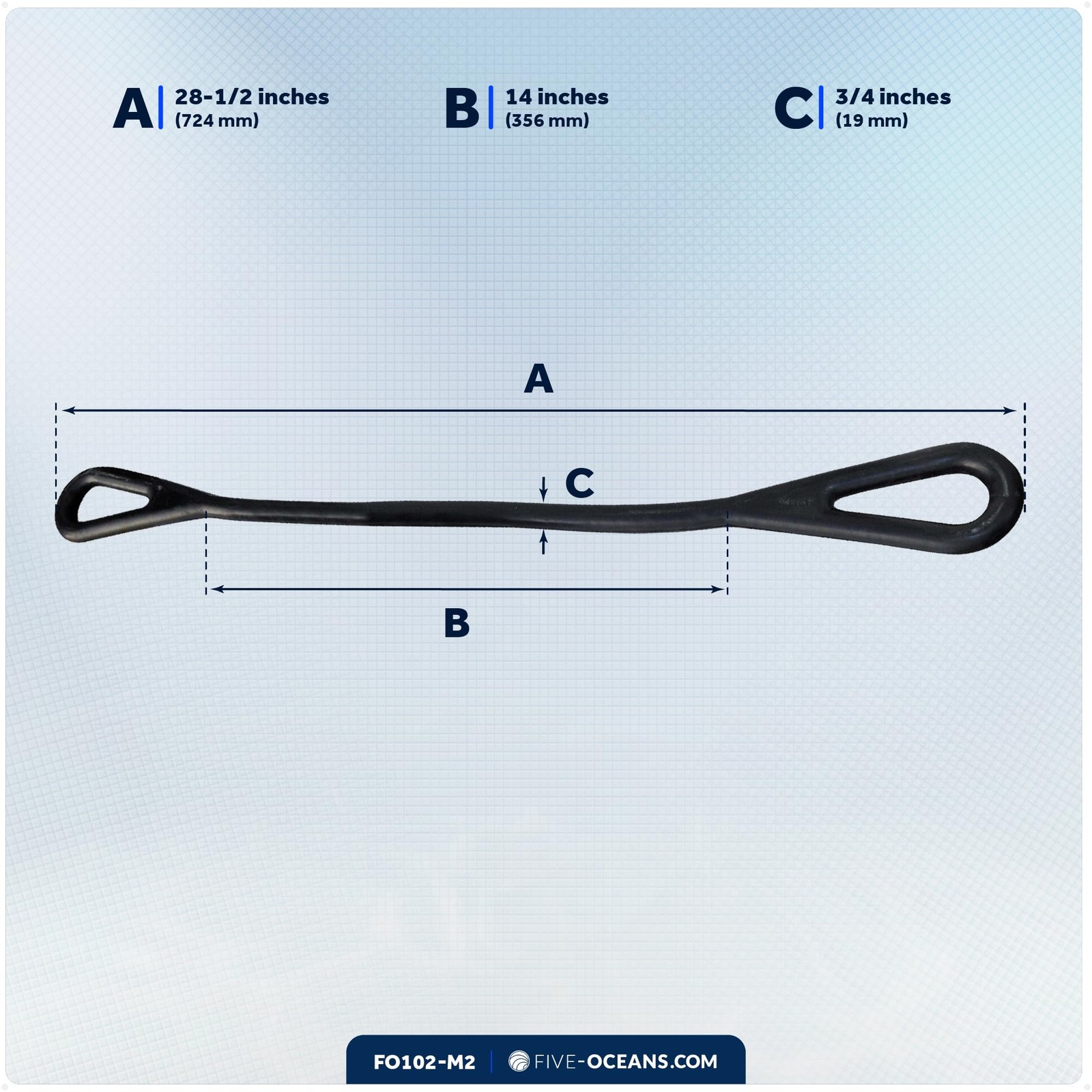 Five Oceans Premium 28.5 inches x 0.75 inches, 2 Pack – 28-1/2 Inches Long