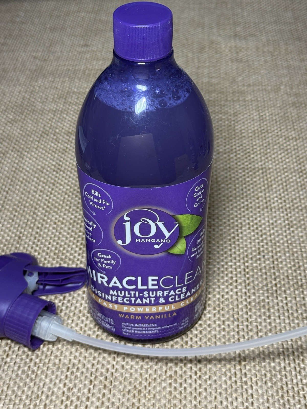 Joy Mangano MiracleClean WARM VANILLA Multi Surface Cleaner Disinfectant 28 Oz