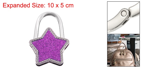 Foldable Purse Hook for Table 1Pcs Metal Bag Holder Hooks Star Shape Purple