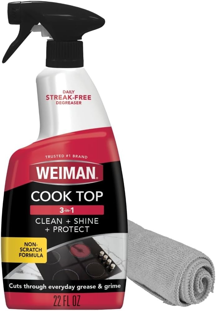 Weiman Daily Cooktop Cleaner Degreaser 22oz w/ Microfiber Cloth Streak Free NEW