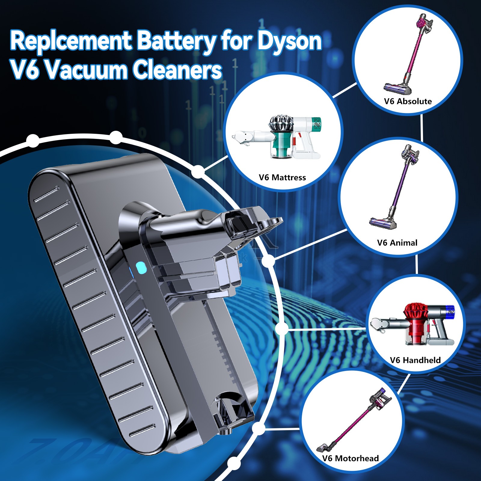 Battery For Dyson V6 SV03 SV04 SV05 SV08 DC61 Animal Handheld Vacuum Cleaner