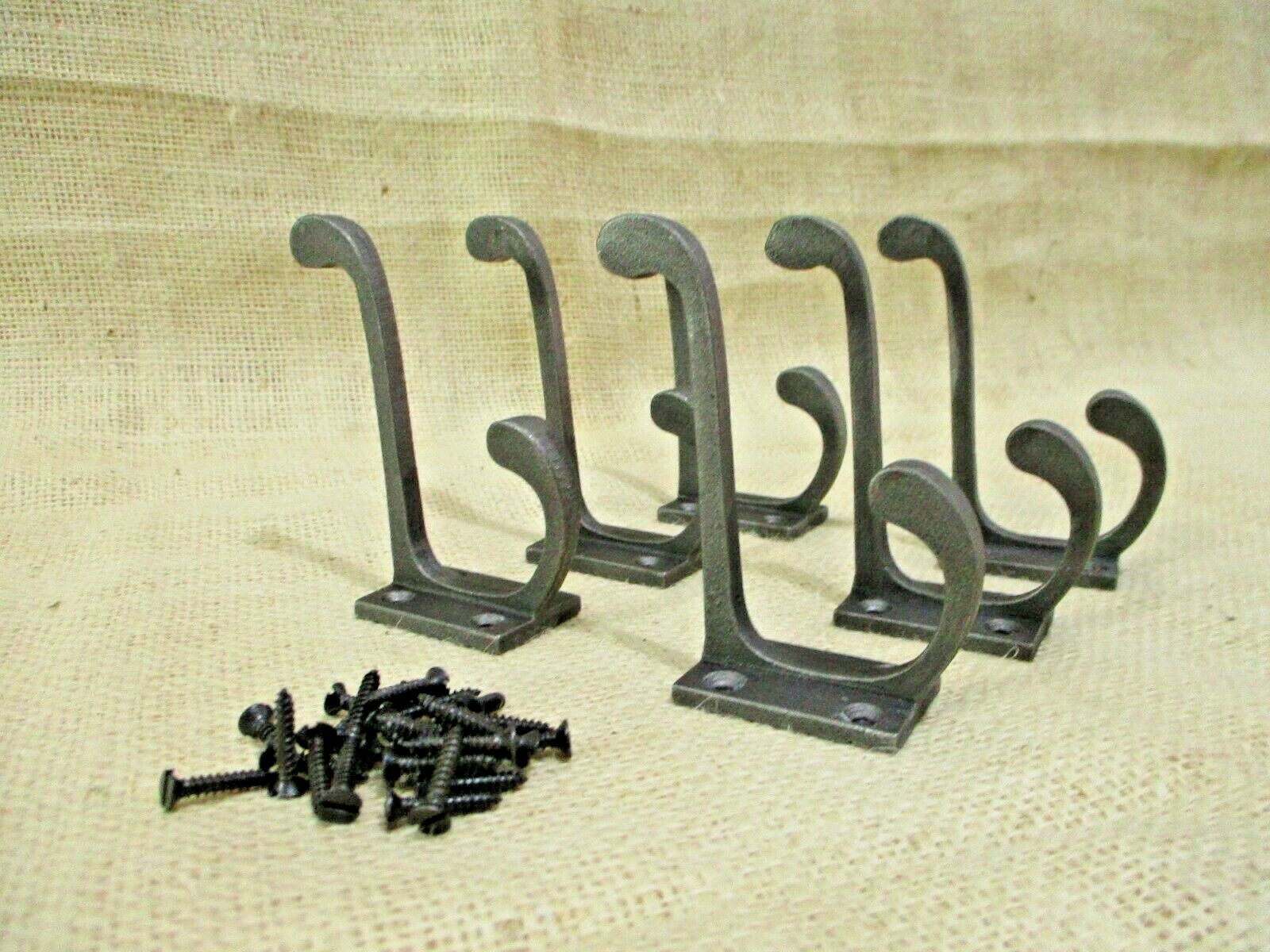 6 METAL HOOKS COAT HAT RACK HEAVY DUTY 3 1/2″ IRON STORAGE POTS CLOSET LOT