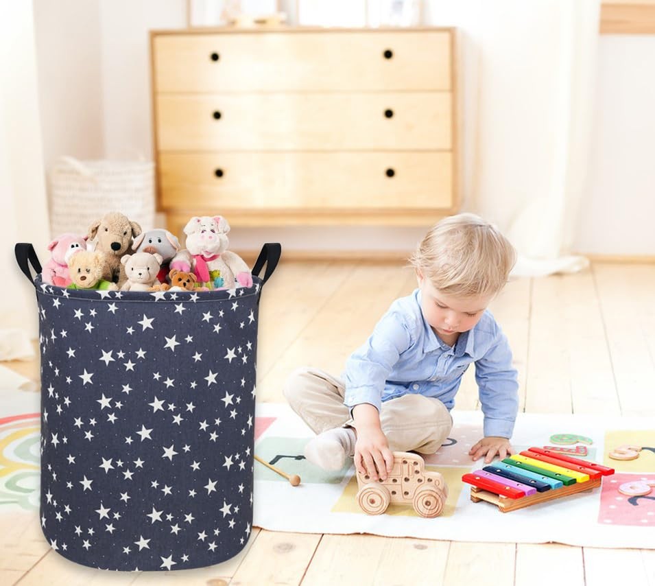 Blue Star Laundry Hamper, Kids, Collapsible Basket, Storage, Toy Organizer