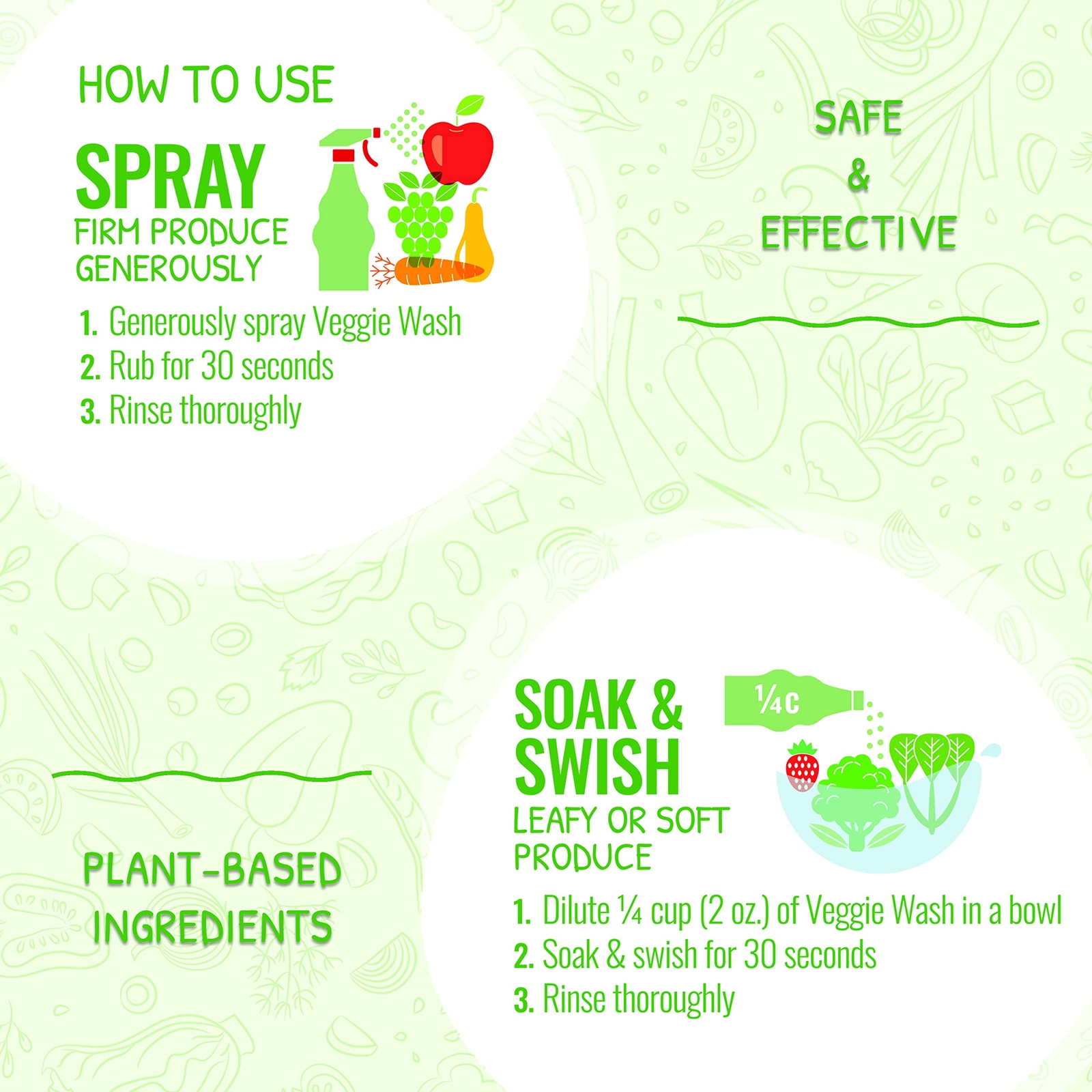 2-Pack Natural Fruit & Vegetable Wash – 32oz Unscented Produce Cleaner