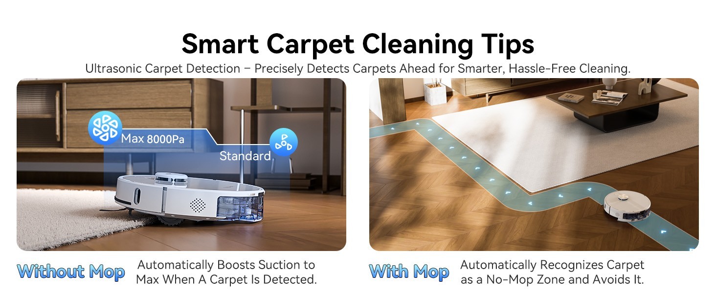Tesvor S8 Max Robot Vacuum & Mop Self Emptying Station 8000Pa Suction Hard Floor