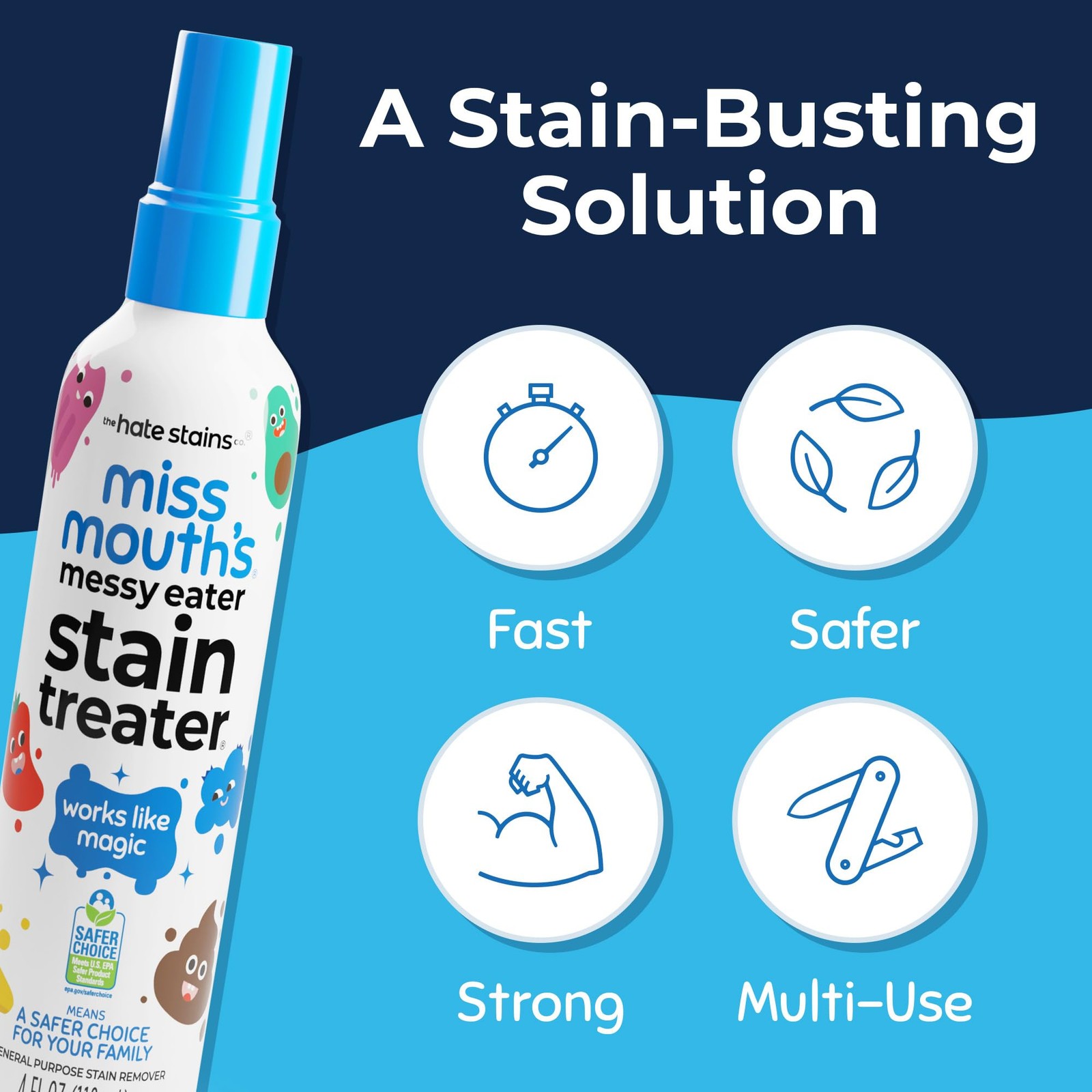 Messy Eater Stain Treater Spray, Laundry Stain Remover, 4 Oz