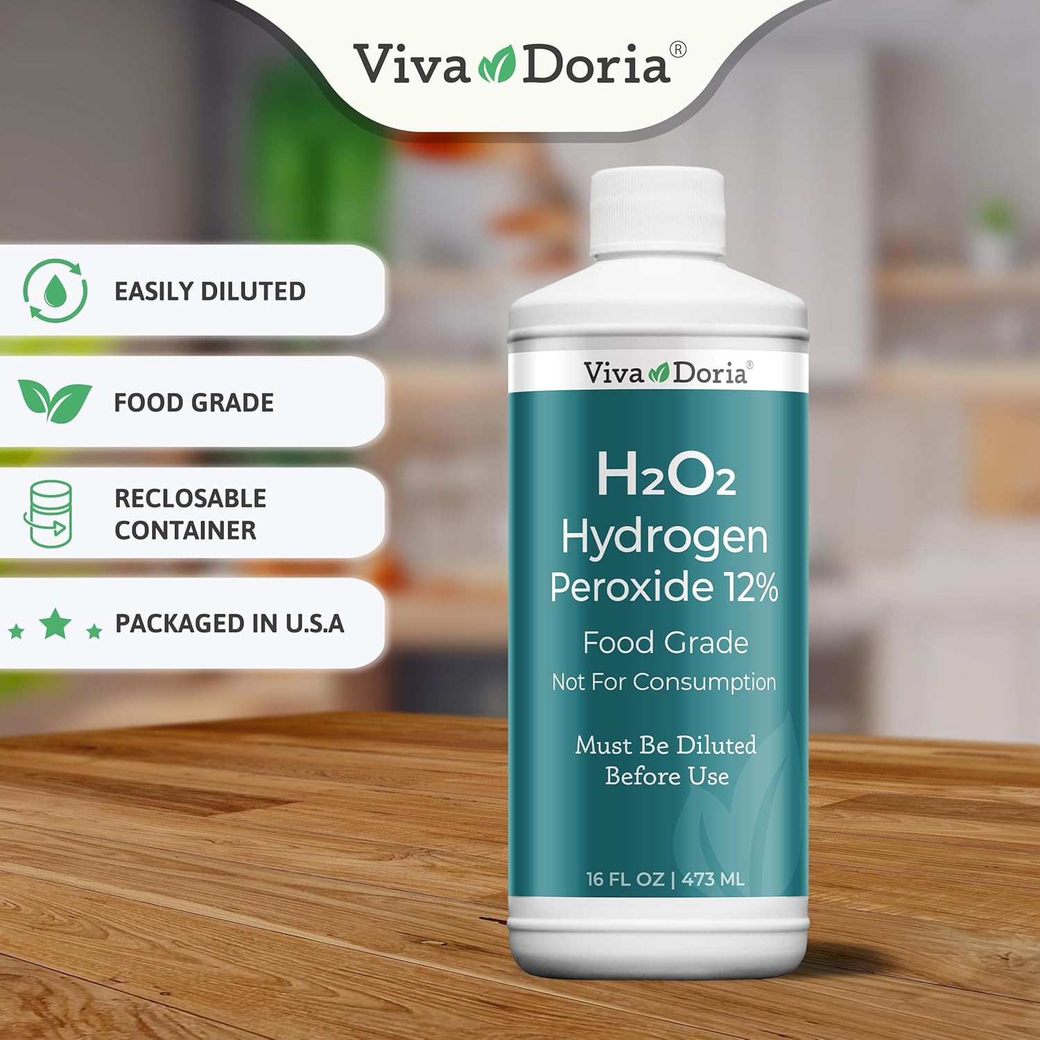 Hydrogen Peroxide 12 Percent Aqueous Solution – Food Grade, 16 Fl Oz