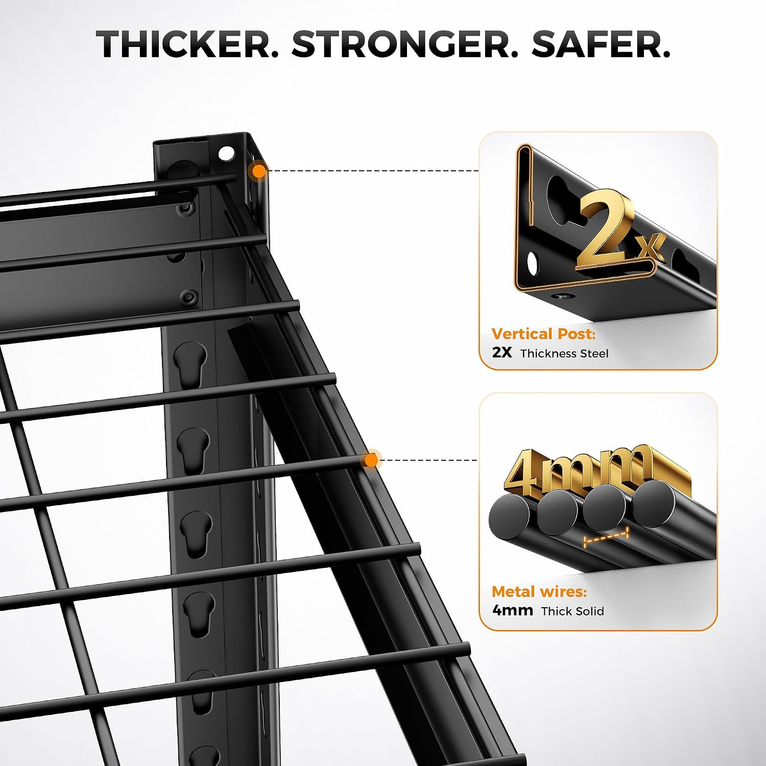 3200LBS Storage Shelves, 4 Tier Wire Shelf 40″W X 20″D X 60″H,2 Pack | Metal Gar