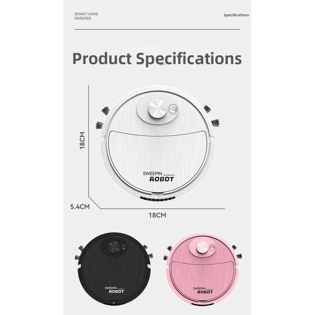 Ultra Thin 5.4cm Robot Vacuum Cleaner Mop Sweeper for Home 18×5.4x18cm