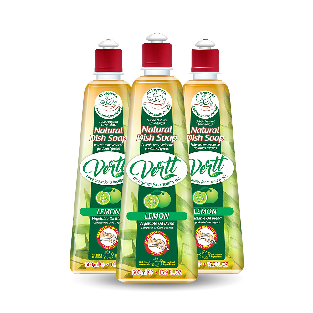 Natural Dish Soap Vertt Lemon 16,9 FlOz (500ml) Pack with 3 units