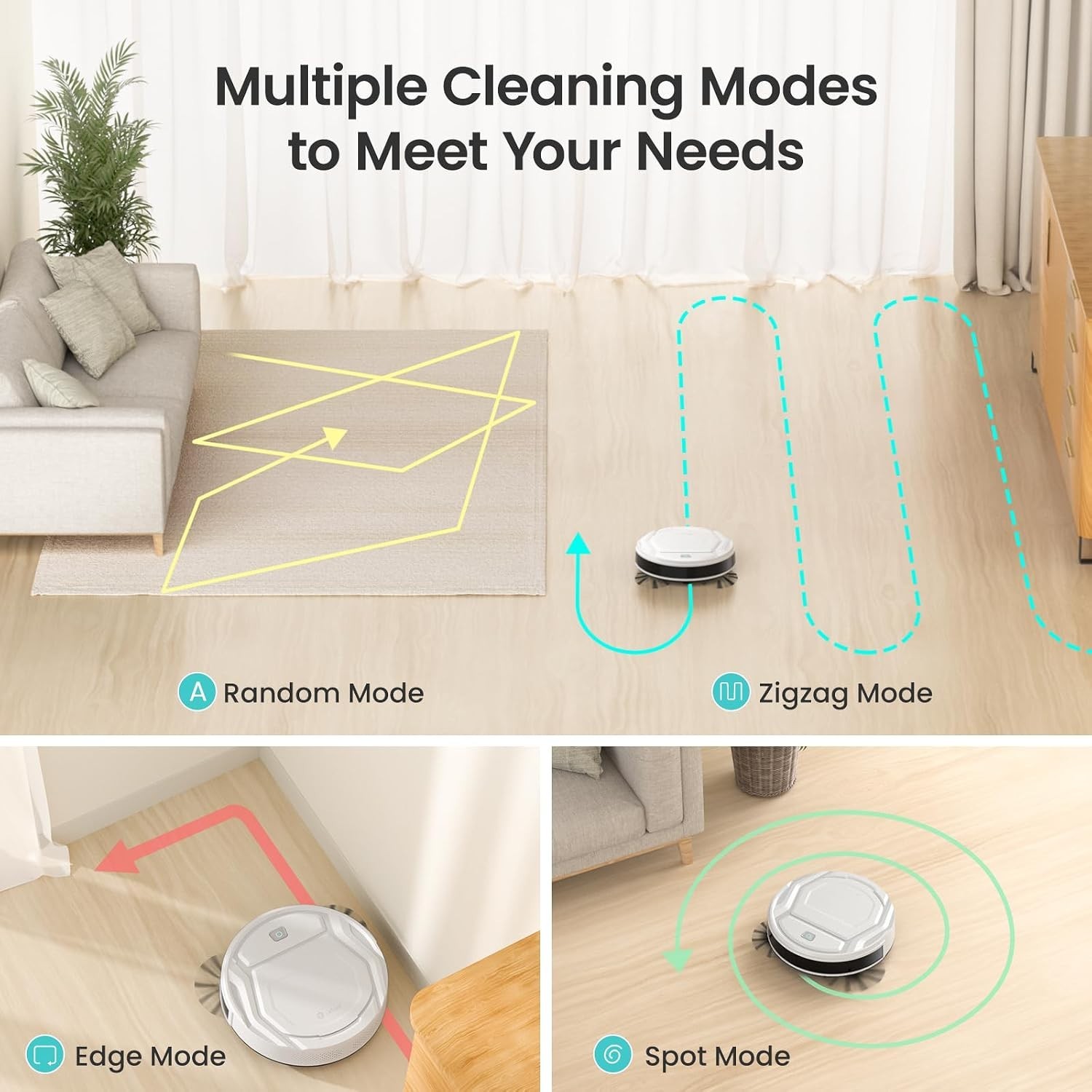 Robot Vacuum Cleaner, Strong Suction, 120 Mins Runtime, Slim, Low Noise, Auto…