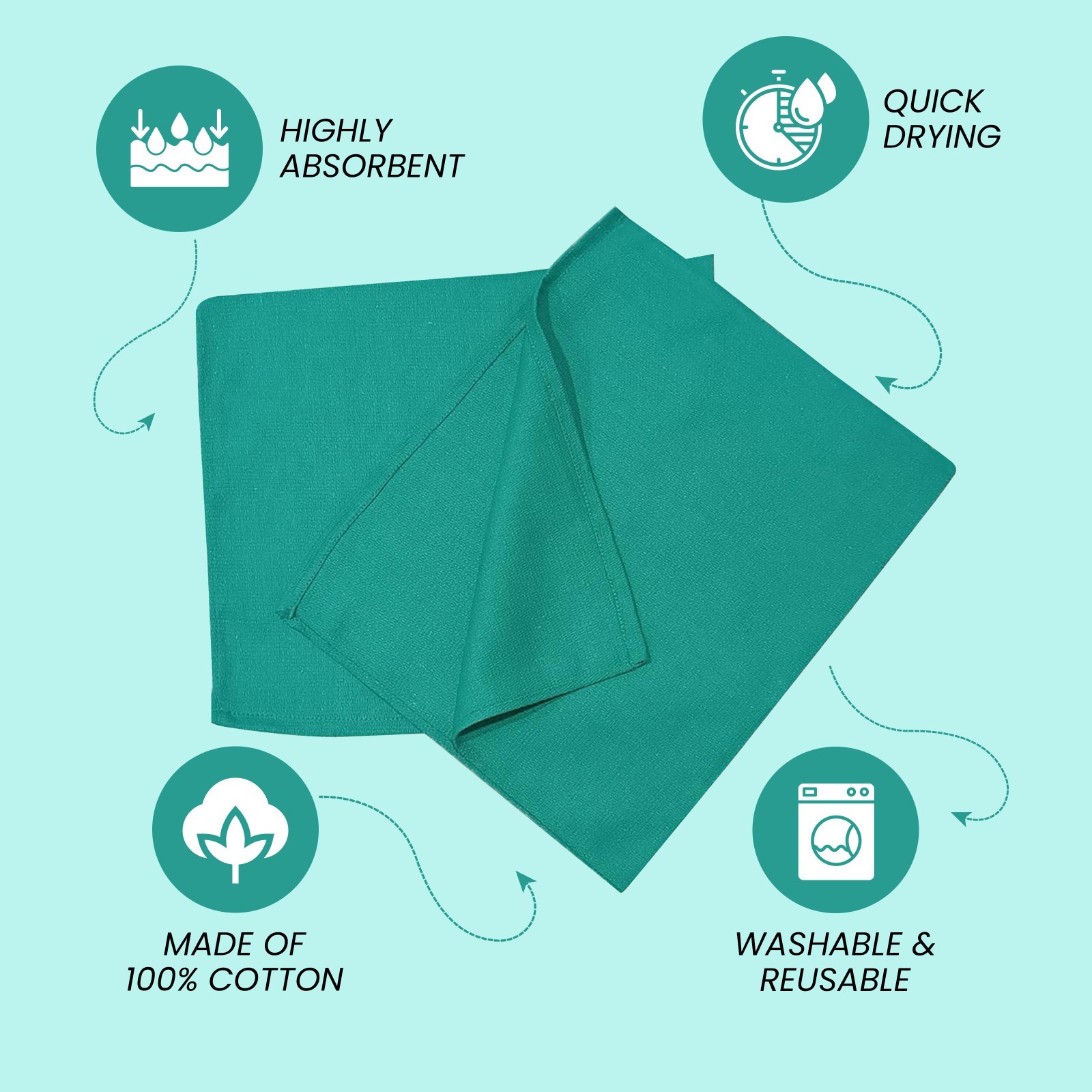 Premium Green Huck Towels – 15 x 27 inch Multipurpose Cleaning Towels