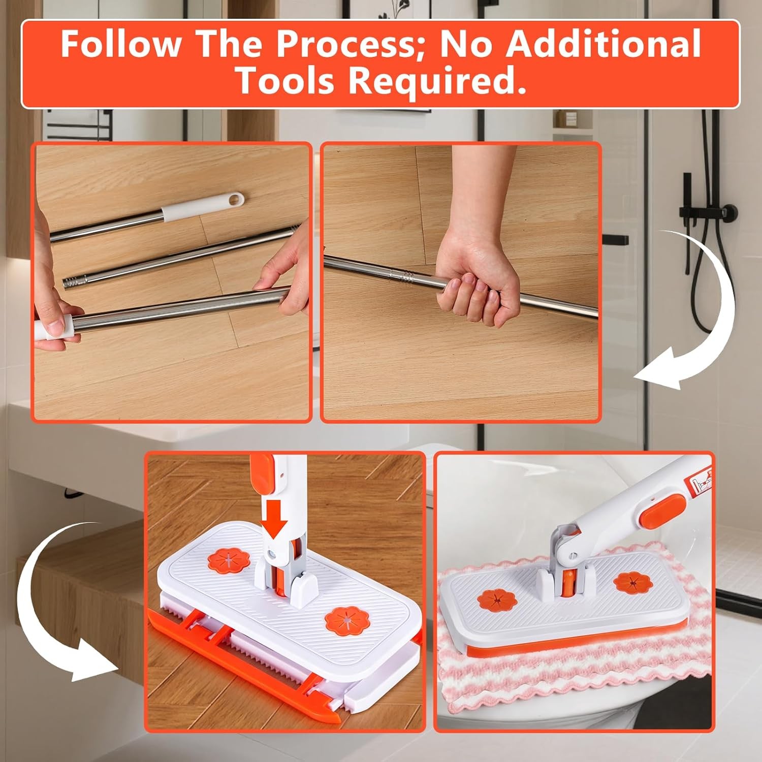 Snap Grip Mini Mop Set Lazy Mop Automatic Gripping Convenient Cloth Changing