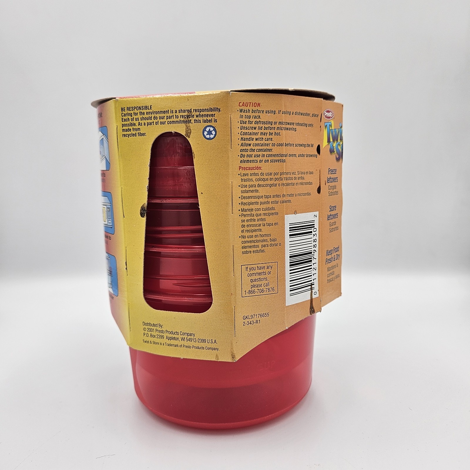 Vintage 2001 Presto Twist & Store 3 Pack 16 oz Round Food Storage Containers NOS