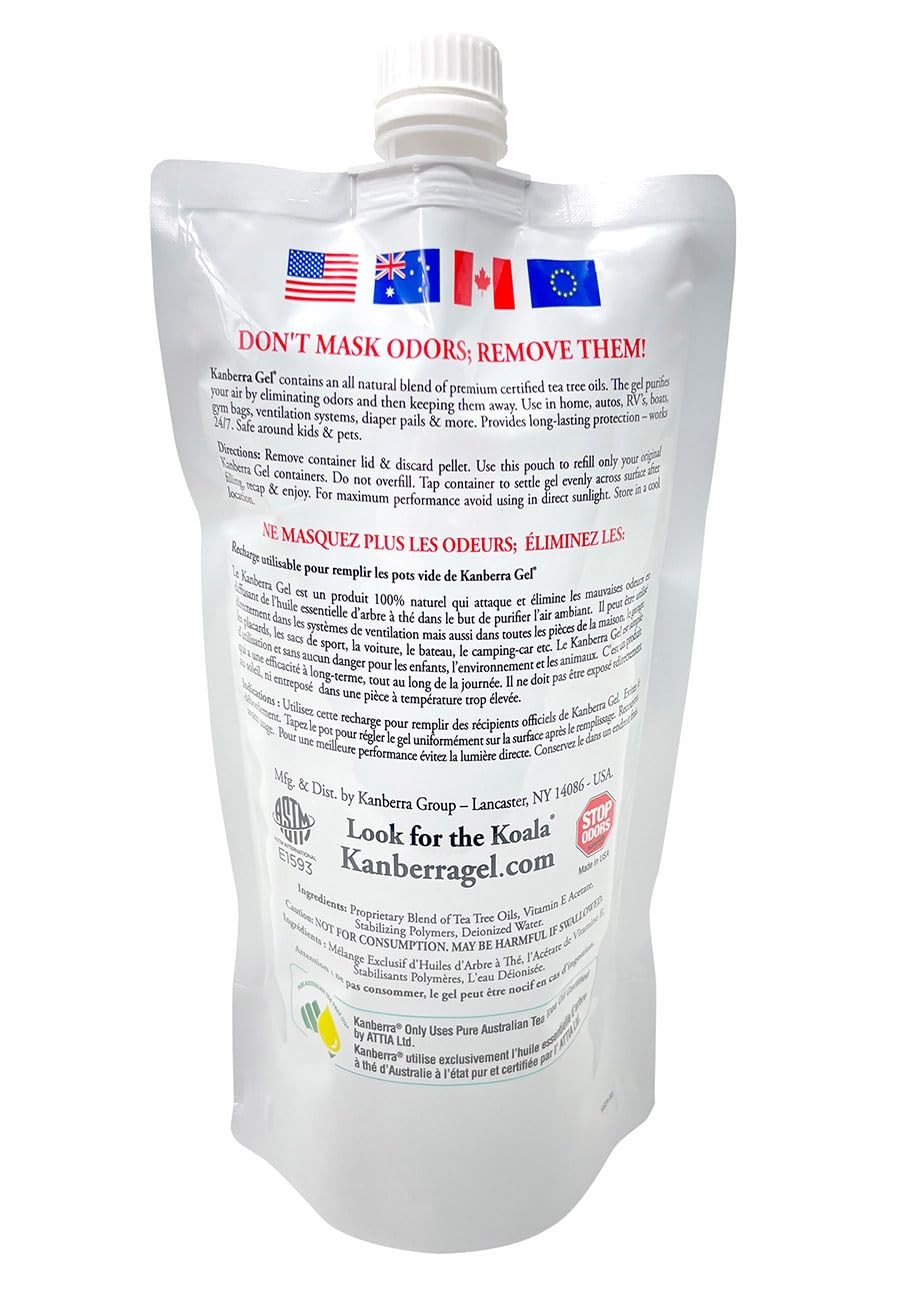 Kanberra Gel Refill Pouch 24oz Odor Eliminator Air Freshener Tea Tree Oil