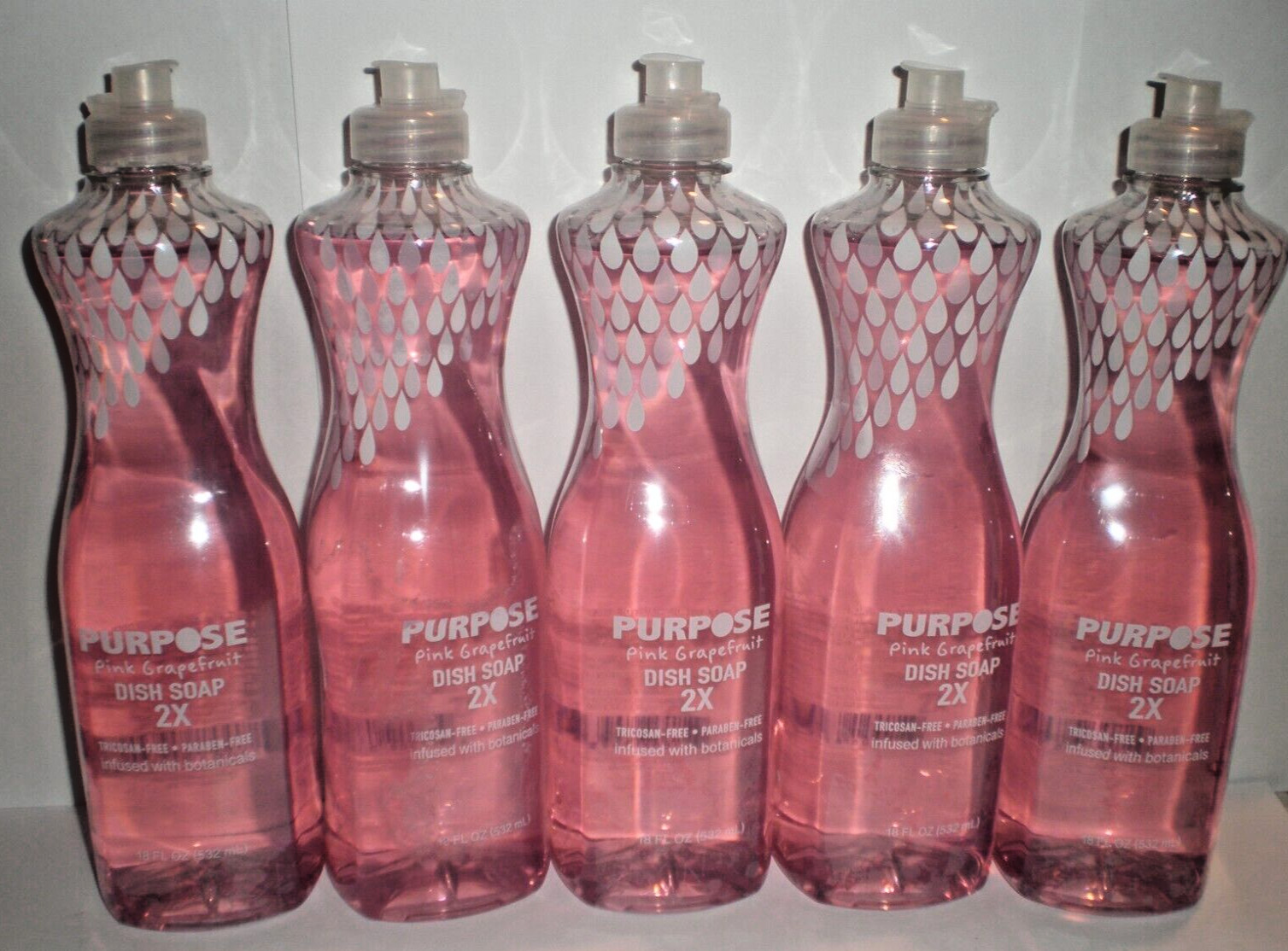 (5) PINK GRAPEFRUIT Scent Dish Liquid Soap 18 FL OZ Each by Purpose