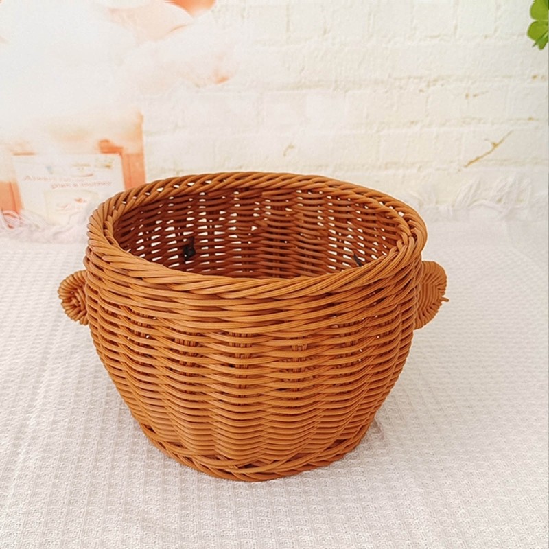 Compact Plastic Woven Look Organizers Bin For Fruits Vegetables And Toy
