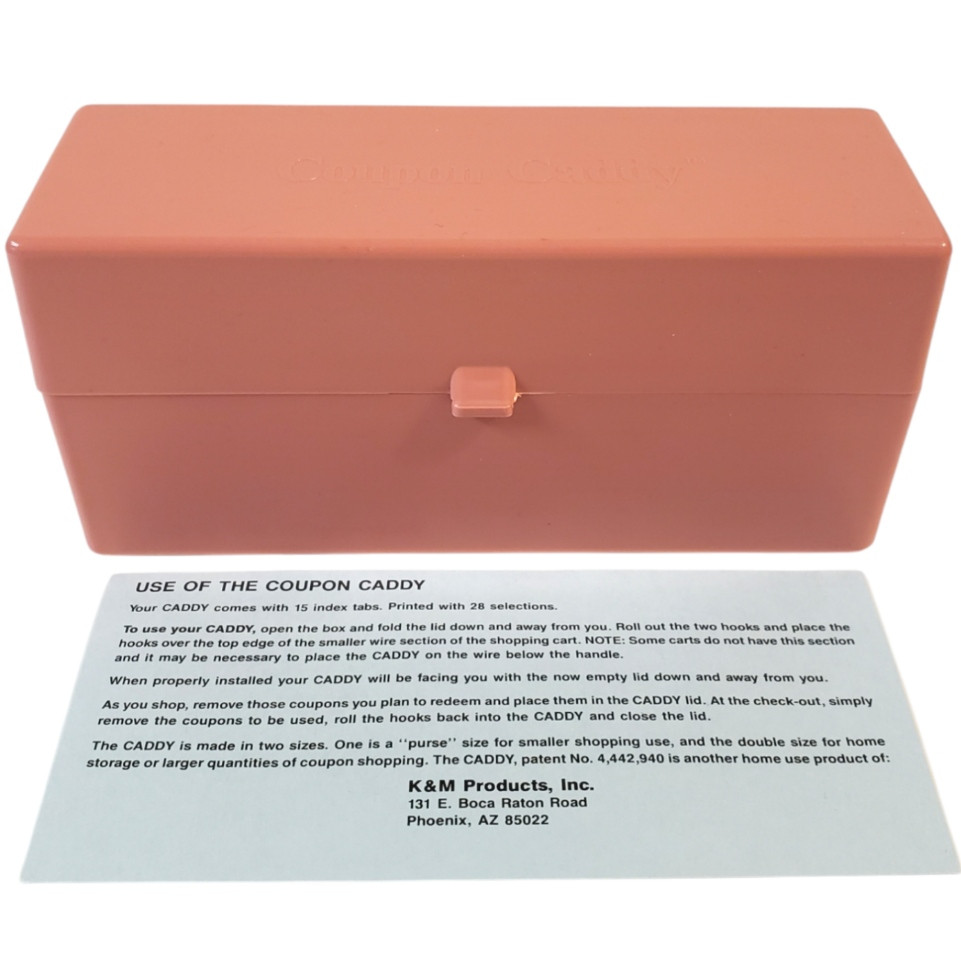 Vintage Pink Plastic Coupon Caddy Organizer with Tabs
