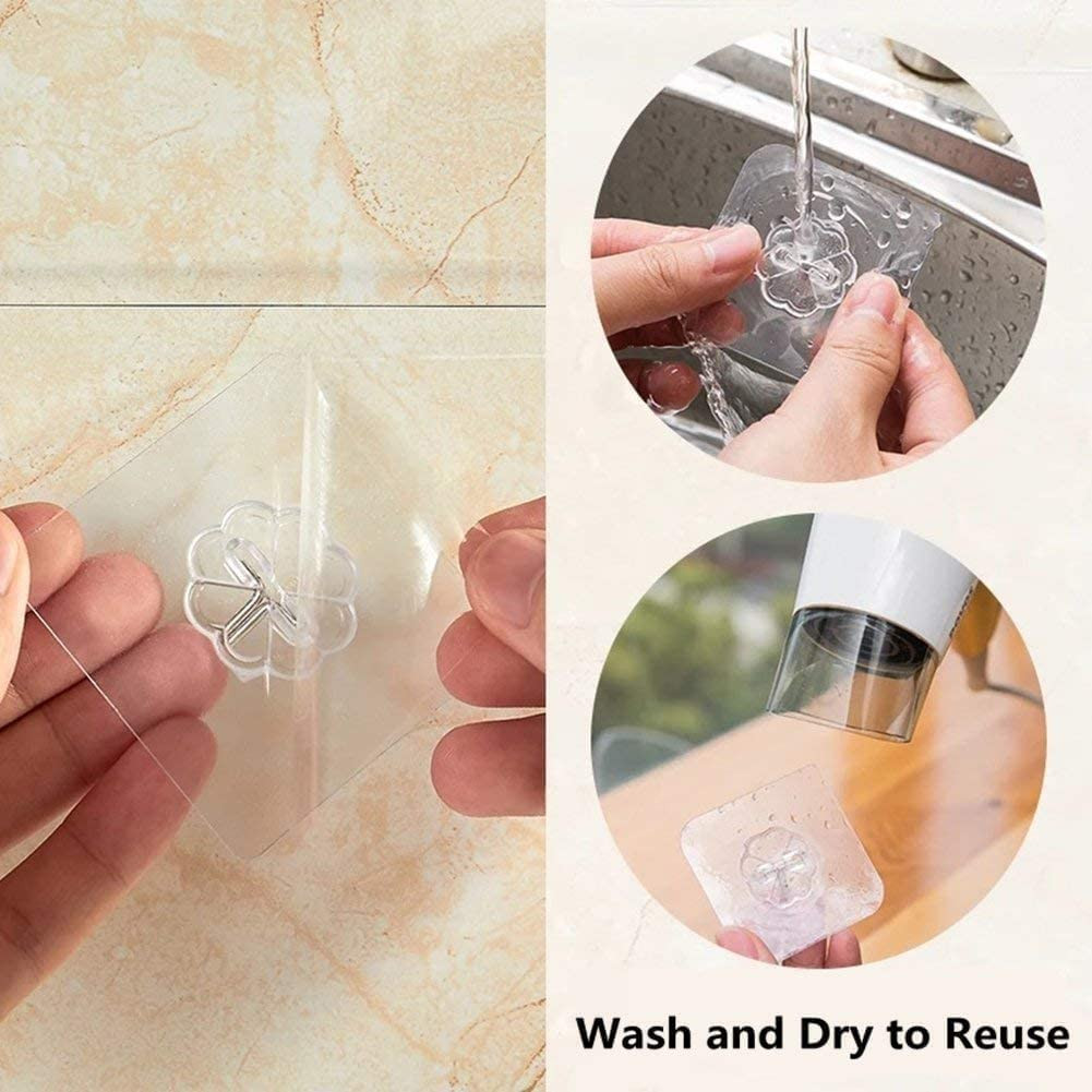 8 PCS Transparent Adhesive Wall Hooks 30 lb Max Heavy Duty Waterproof Office